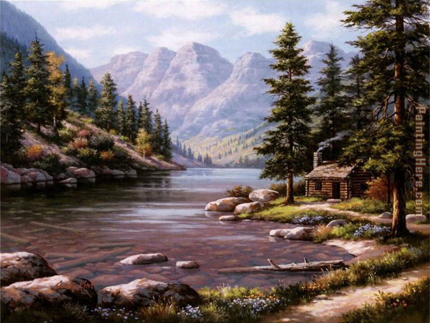 Sung Kim Log Cabin Retreat Painting Anysize 50 Off