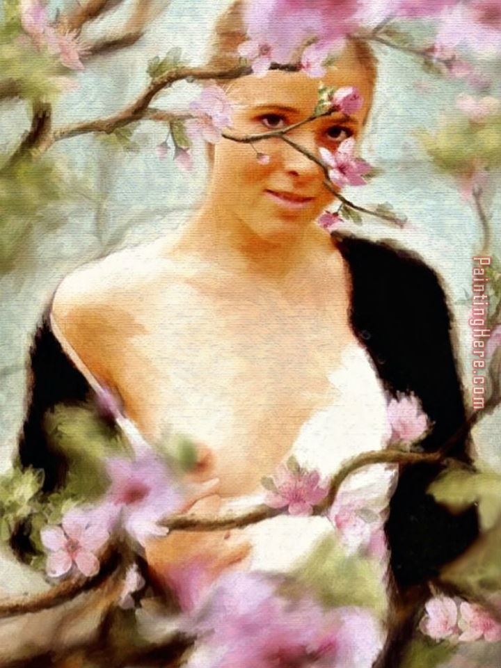 2014 Portrait Portrait of a Woman with Cherry Flowers