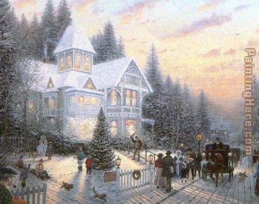 Thomas Kinkade Victorian Christmas painting anysize 50% off