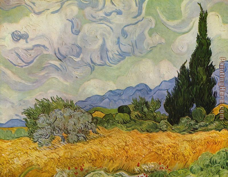 Vincent van Gogh wheat field with cypresses 1889 painting anysize 50% off