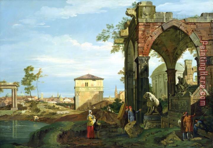 Canaletto Capriccio with Motifs from Padua painting anysize 50% off