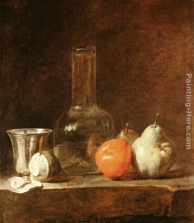 Jean Baptiste Simeon Chardin Still Life with Carafe, Silver Goblet and ...